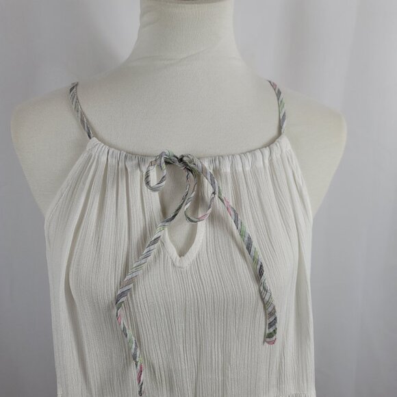 Doe & Rae Sleeveless Blouse Top Size Small White with Gray Stripe Hem NEW - Picture 6 of 16